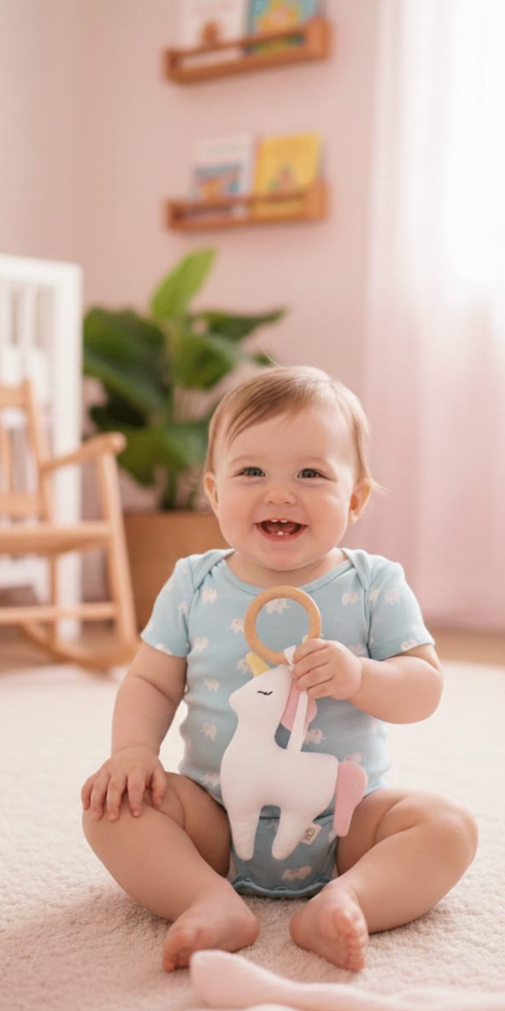 Unicorn Müslin Oyuncaklı Doğal Ahşap Diş Kaşıyıcı: Bebekler İçin Hem Eğlenceli Hem Fonksiyonel