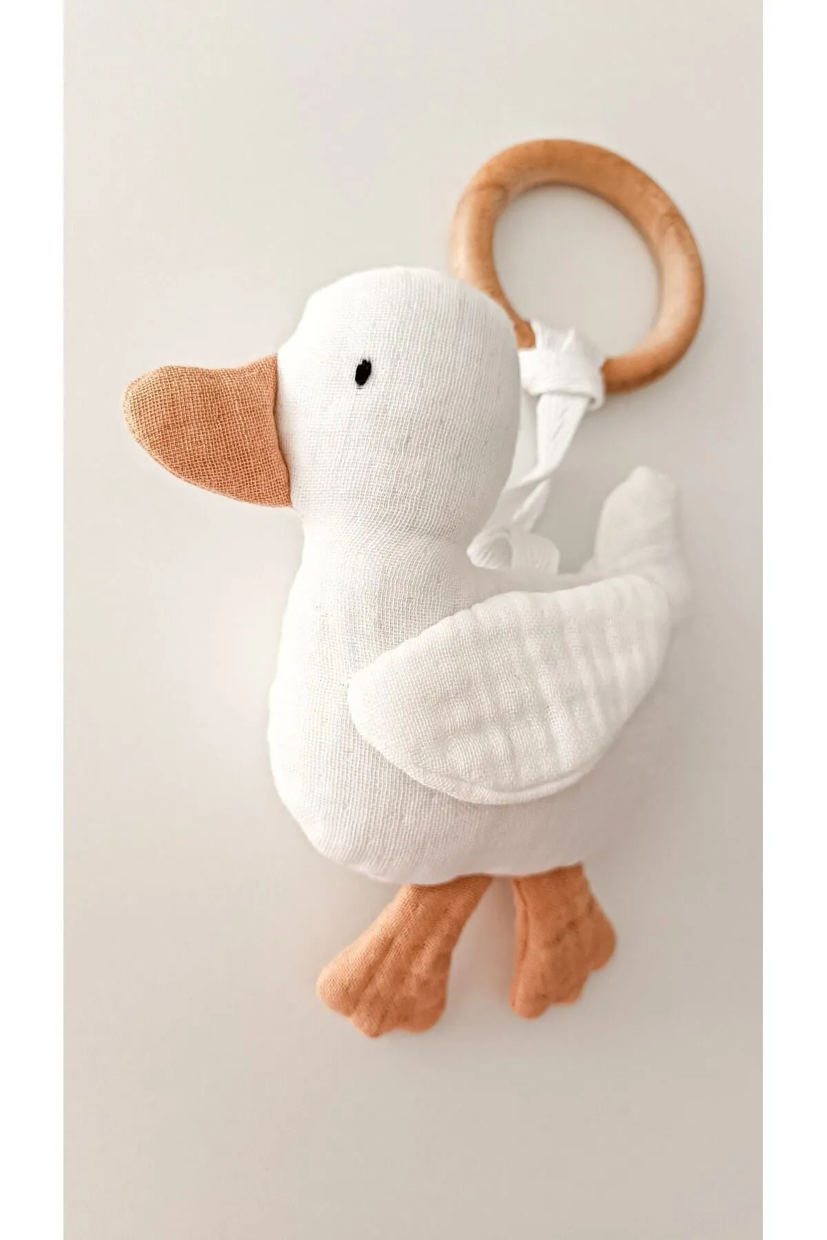 Sevimli Ördek Müslin Oyuncaklı Doğal Ahşap Diş Kaşıyıcı: Bebekler İçin Hem Eğlenceli Hem Fonksiyonel