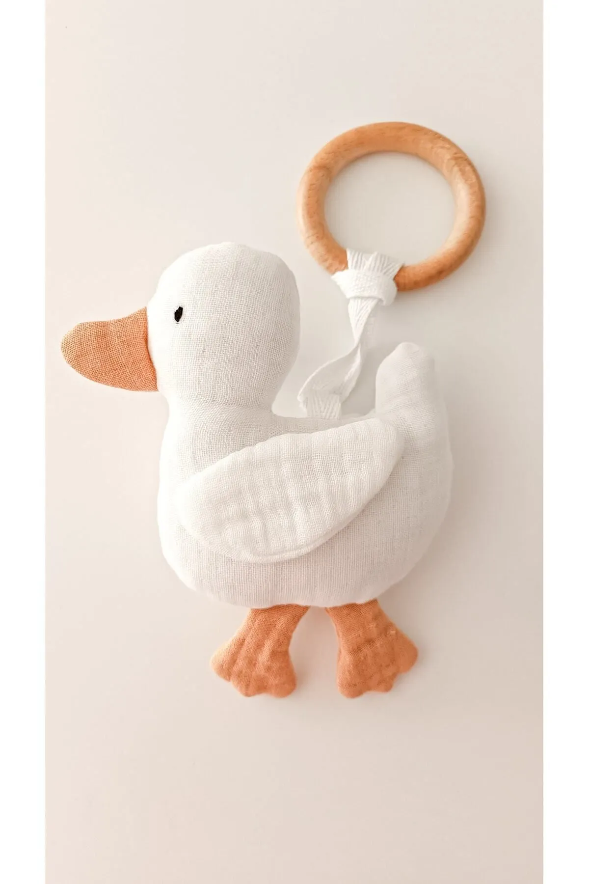 Sevimli Ördek Müslin Oyuncaklı Doğal Ahşap Diş Kaşıyıcı: Bebekler İçin Hem Eğlenceli Hem Fonksiyonel