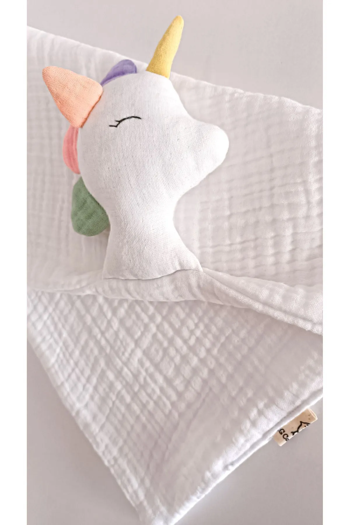 Sevimli Unicorn %100 Pamuklu Organik Müslin Uyku Arkadaşı/ Bebek Hediyelik / Oyuncak