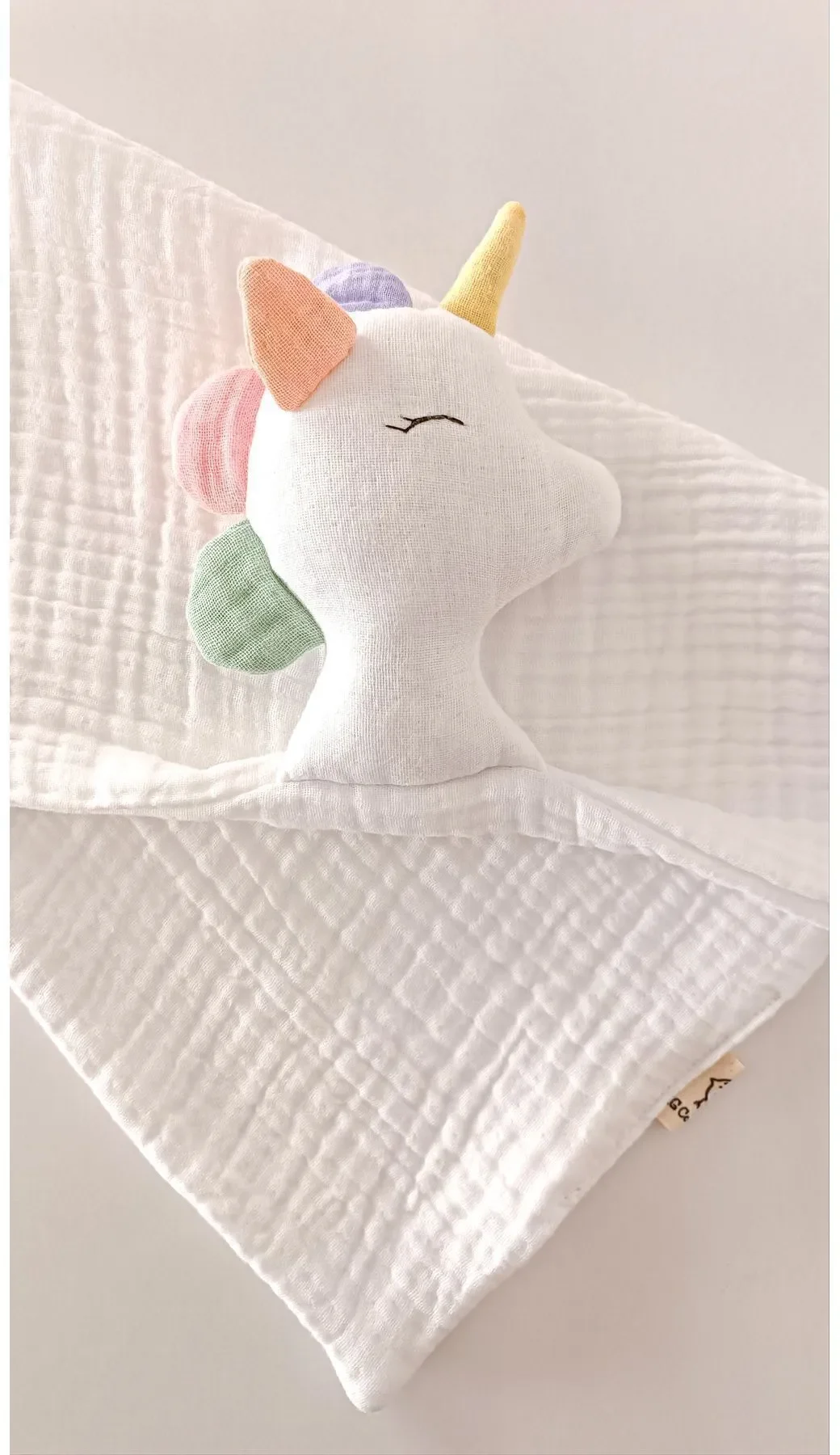 Sevimli Unicorn %100 Pamuklu Organik Müslin Uyku Arkadaşı/ Bebek Hediyelik / Oyuncak