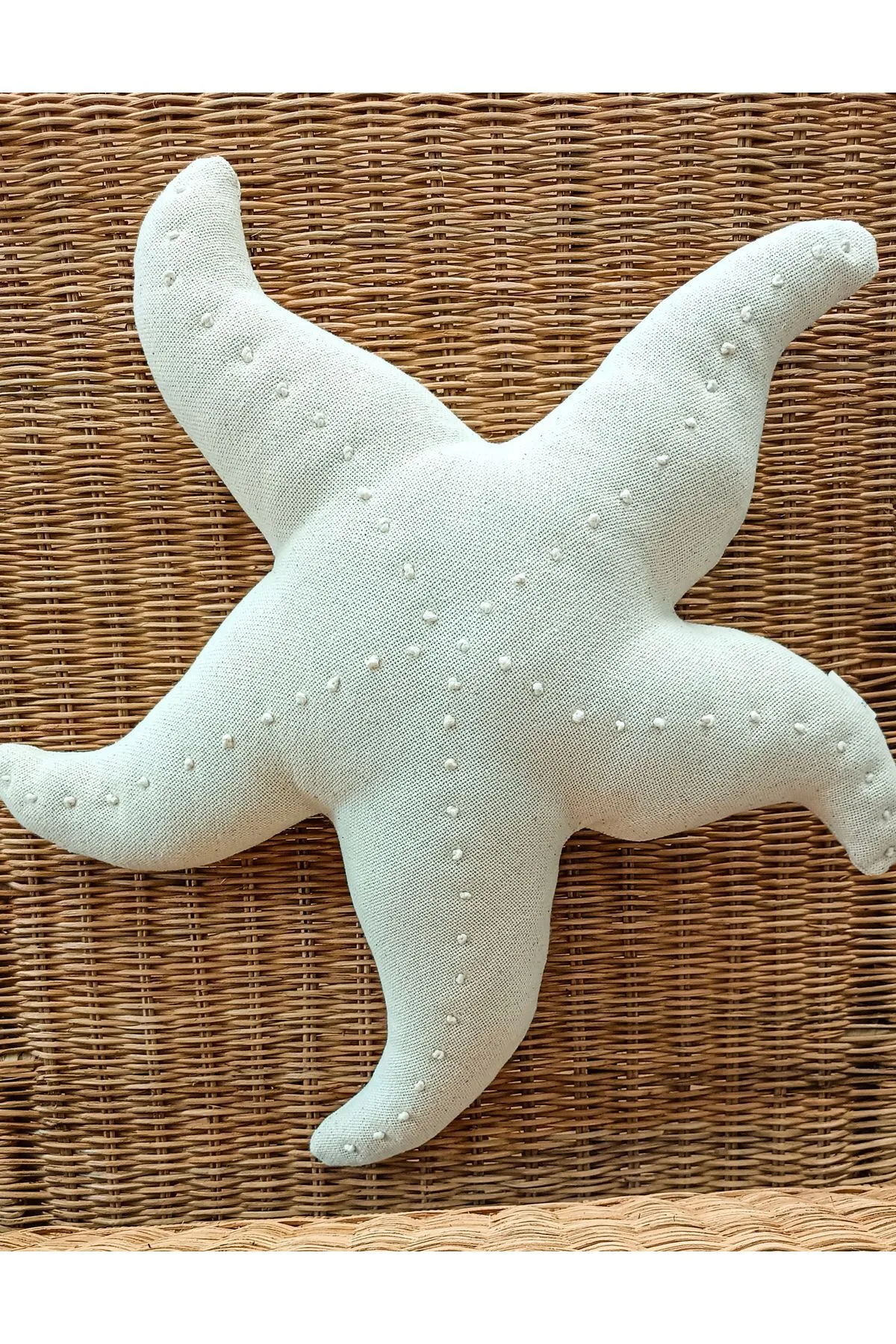 Deniz Yıldızı / Deniz Atı %100 Pamuklu Ekru Dekoratif Kırlent / Dekorasyon / Yastık / Yaz / Plaj / Deniz