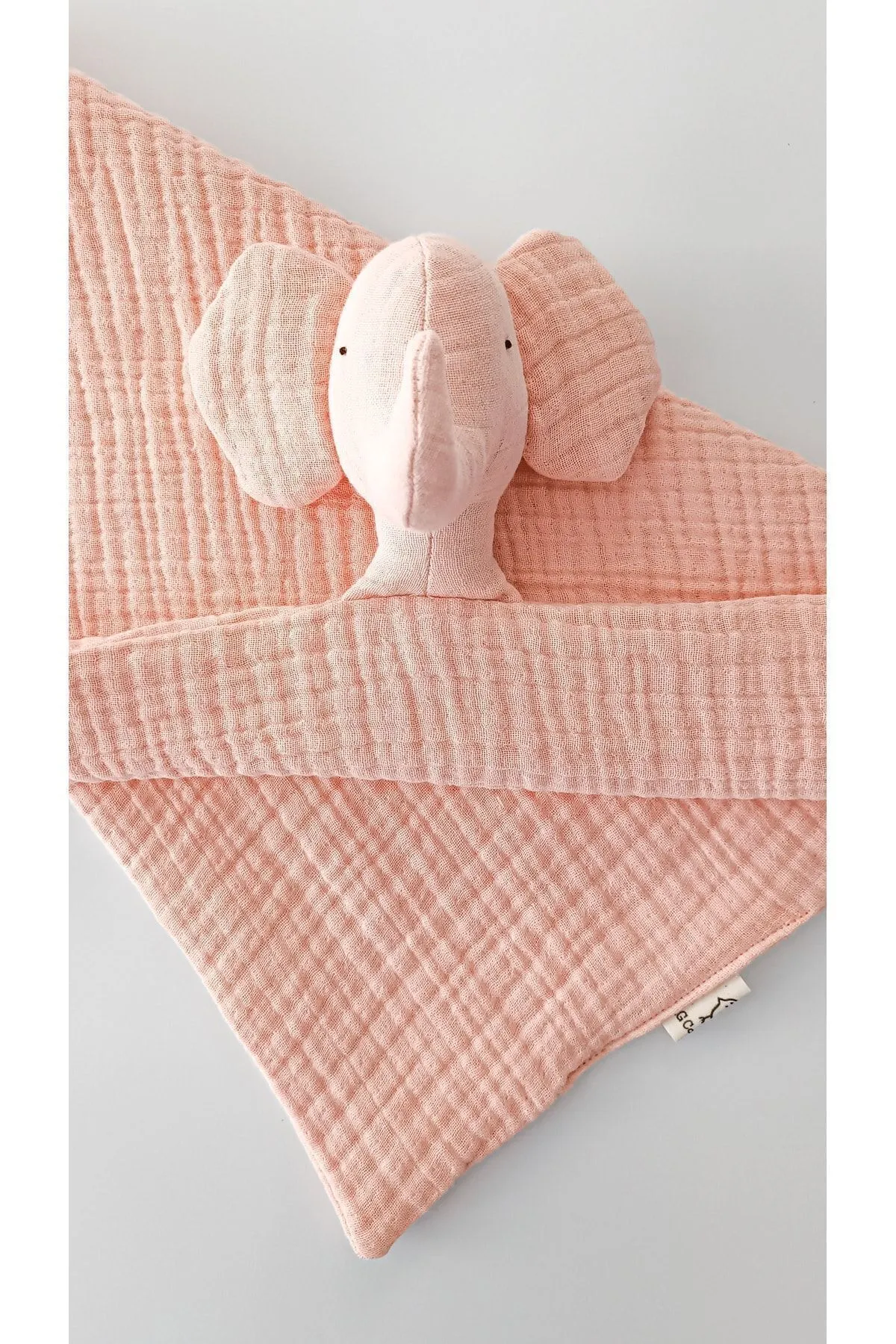 Sevimli Fil Pudra %100 Pamuklu Organik 8 Katlı Müslin Uyku Arkadaşı Bebek/ Çocuk