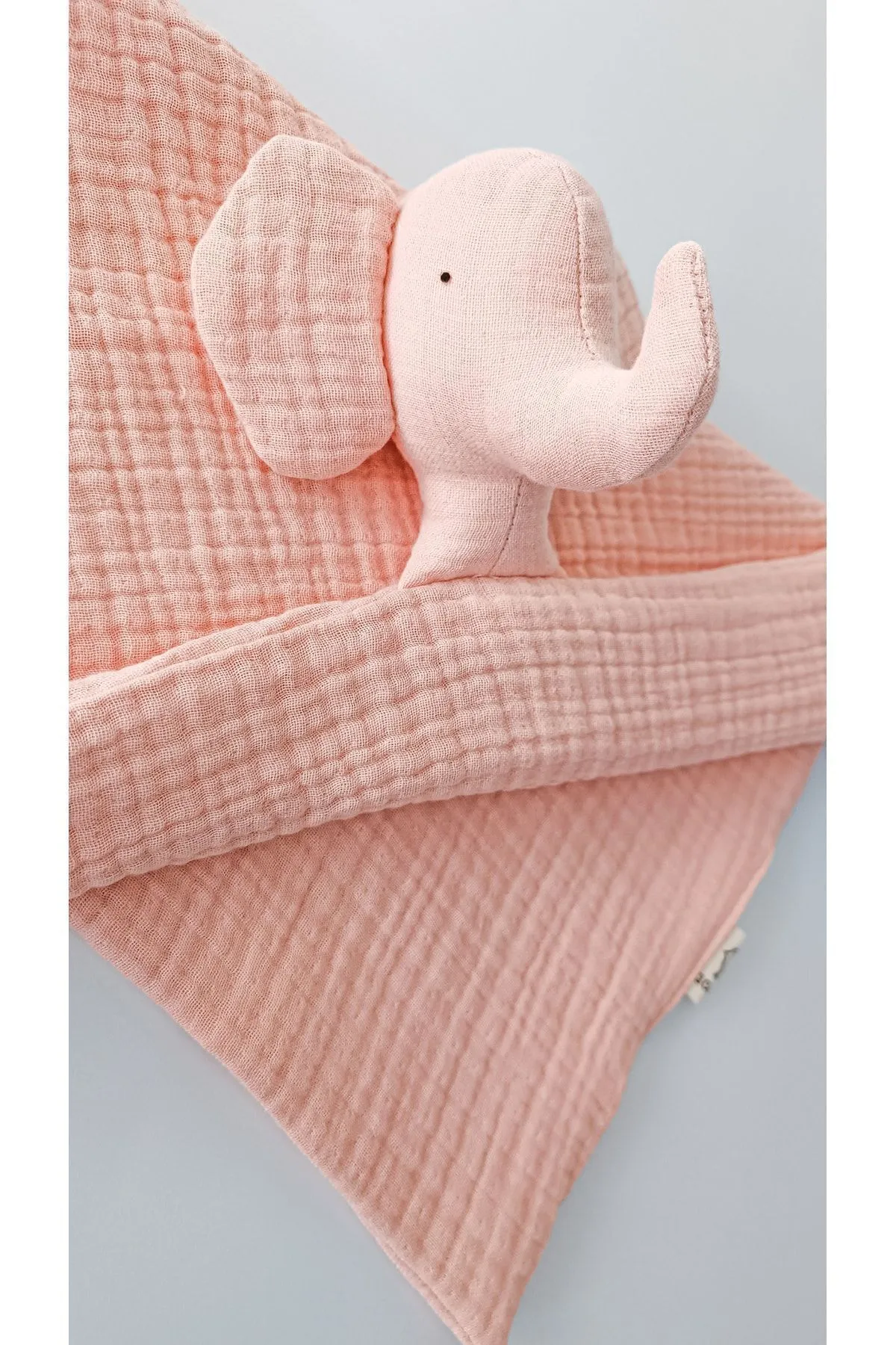 Sevimli Fil Pudra %100 Pamuklu Organik 8 Katlı Müslin Uyku Arkadaşı Bebek/ Çocuk