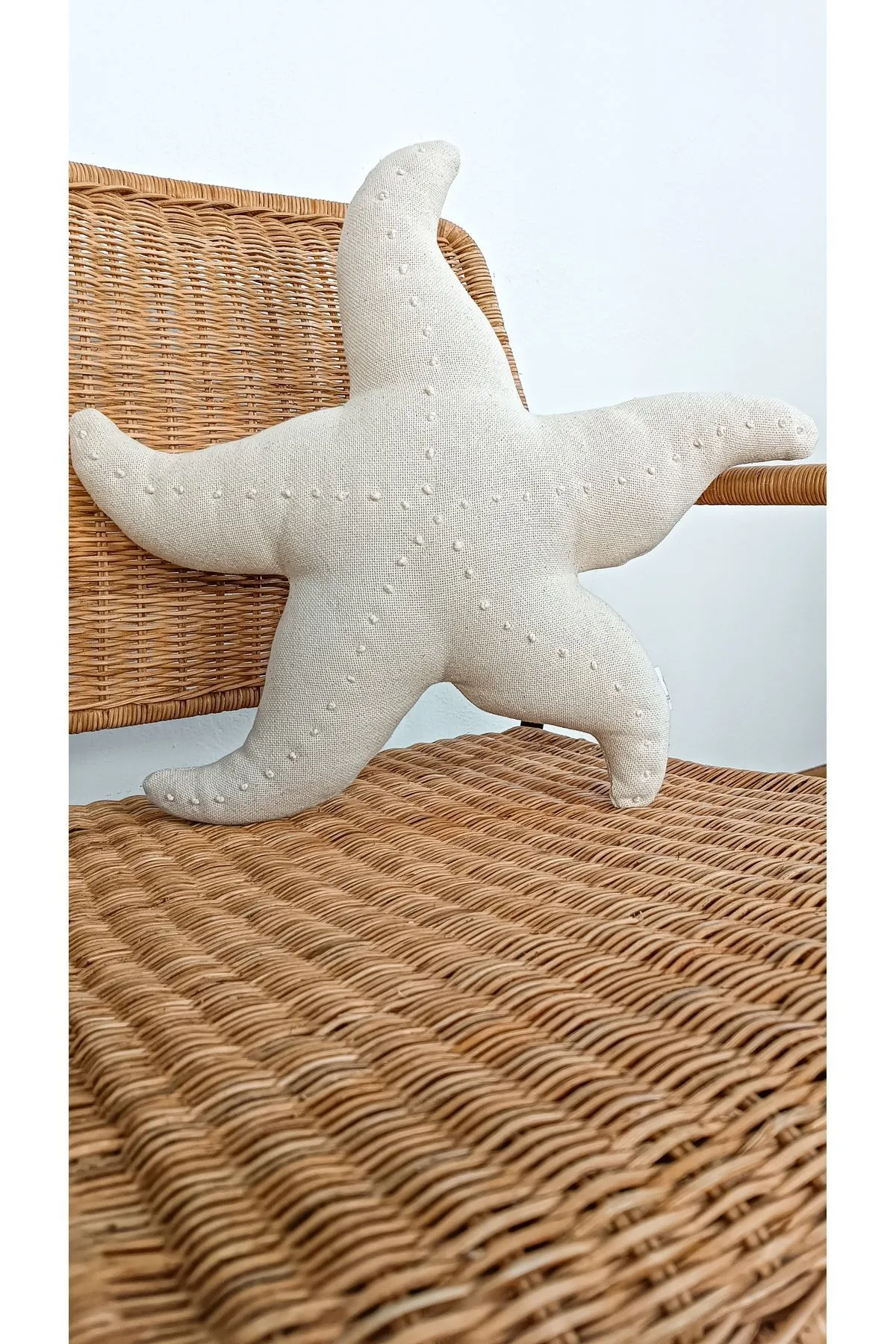 Deniz Yıldızı %100 Pamuklu Ekru Dekoratif Kırlent / Ev Dekorasyon / Yastık / Yaz / Plaj / Deniz