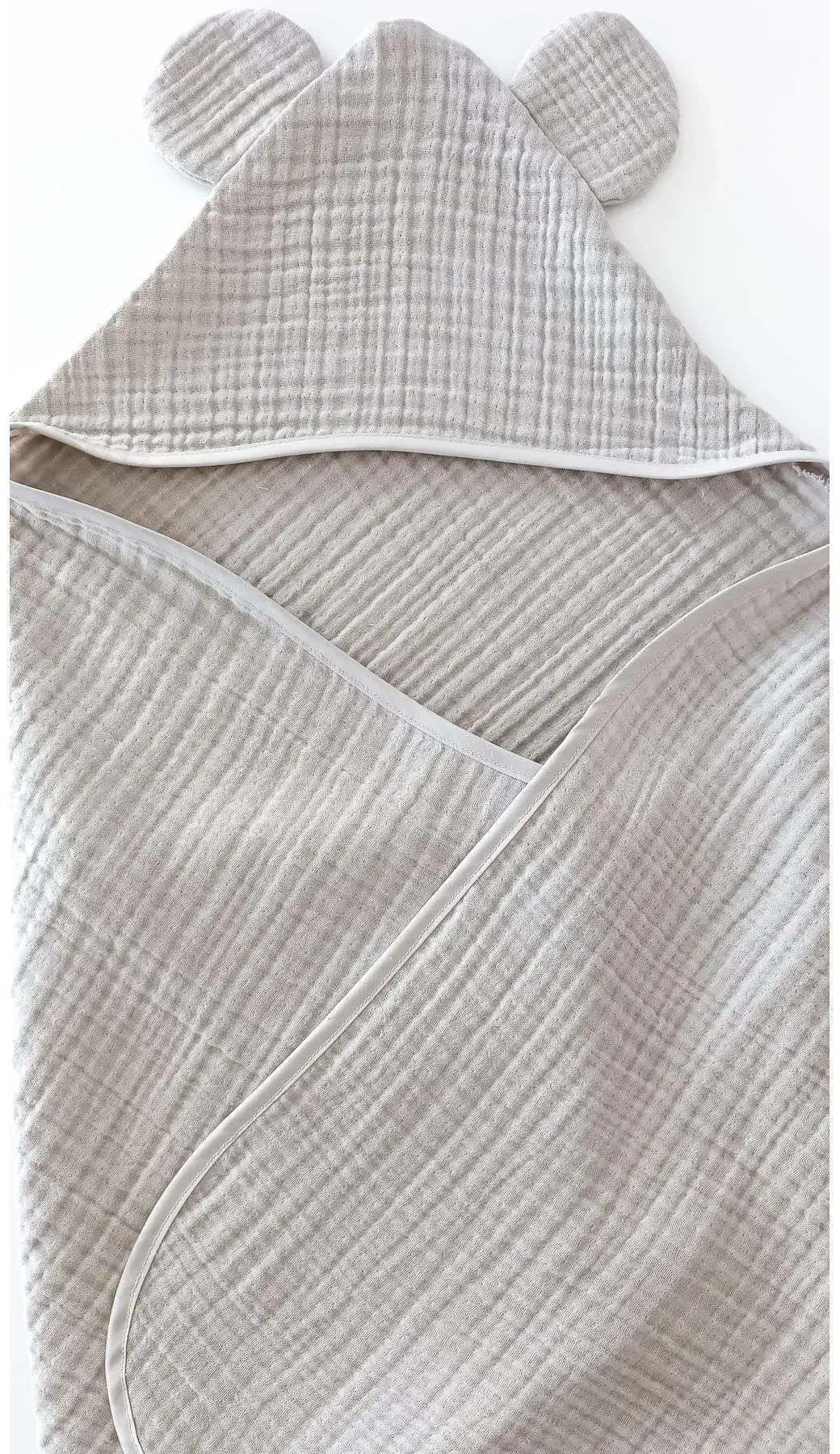 %100 Pamuklu , Organik 4 Katlı Multi Müslin Gri Bebek / Çocuk , Bornoz / Havlu Banyo / Havuz / Deniz