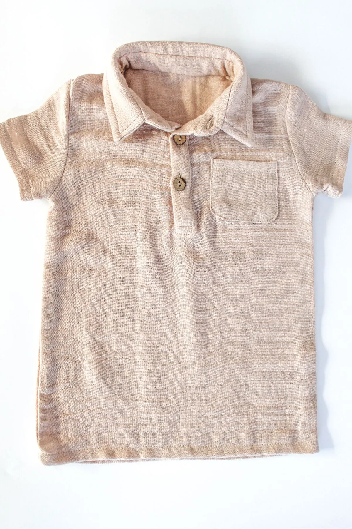 Erkek Bebek / Çocuk %100 Pamuklu Çift Katlı Müslin Kum Beji T-shirt/Şort 2 ‘li Takım