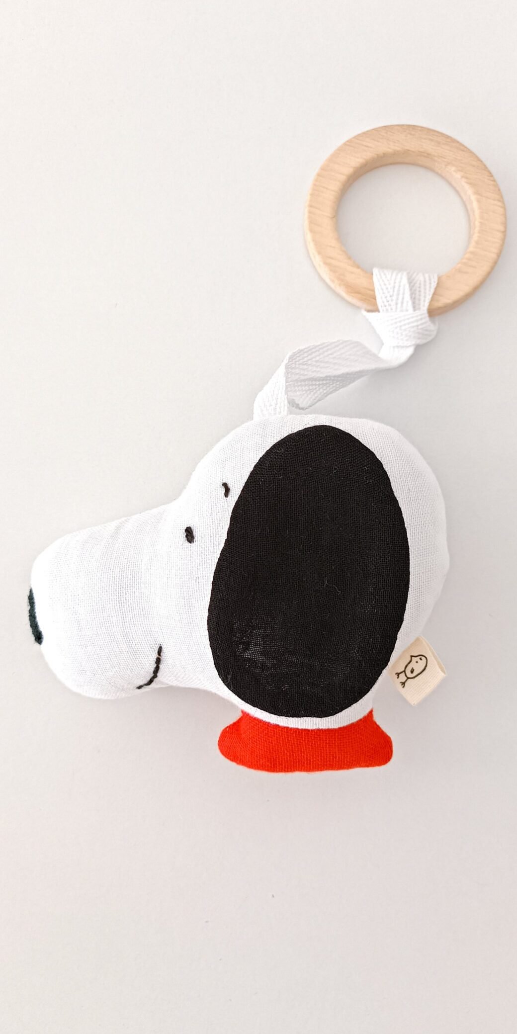 Sevimli Snoopy %100 Pamuklu Müslin Oyuncaklı Doğal Ahşap Diş Kaşıyıcı / Bebek Odası Dekoru