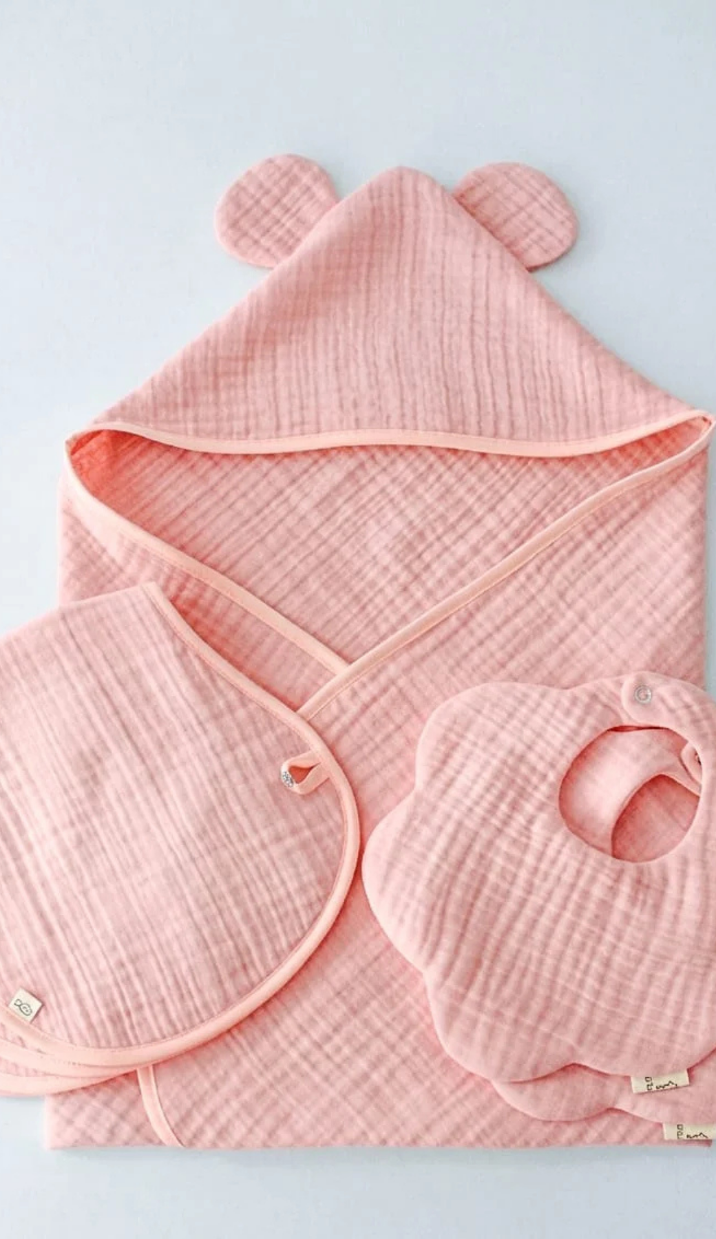 Pudra 5'li Bebek Seti %100 Pamuklu Multi Müslin Bornoz / 8 Katlı Önlük - Omuz Örtüsü / Nikel Free