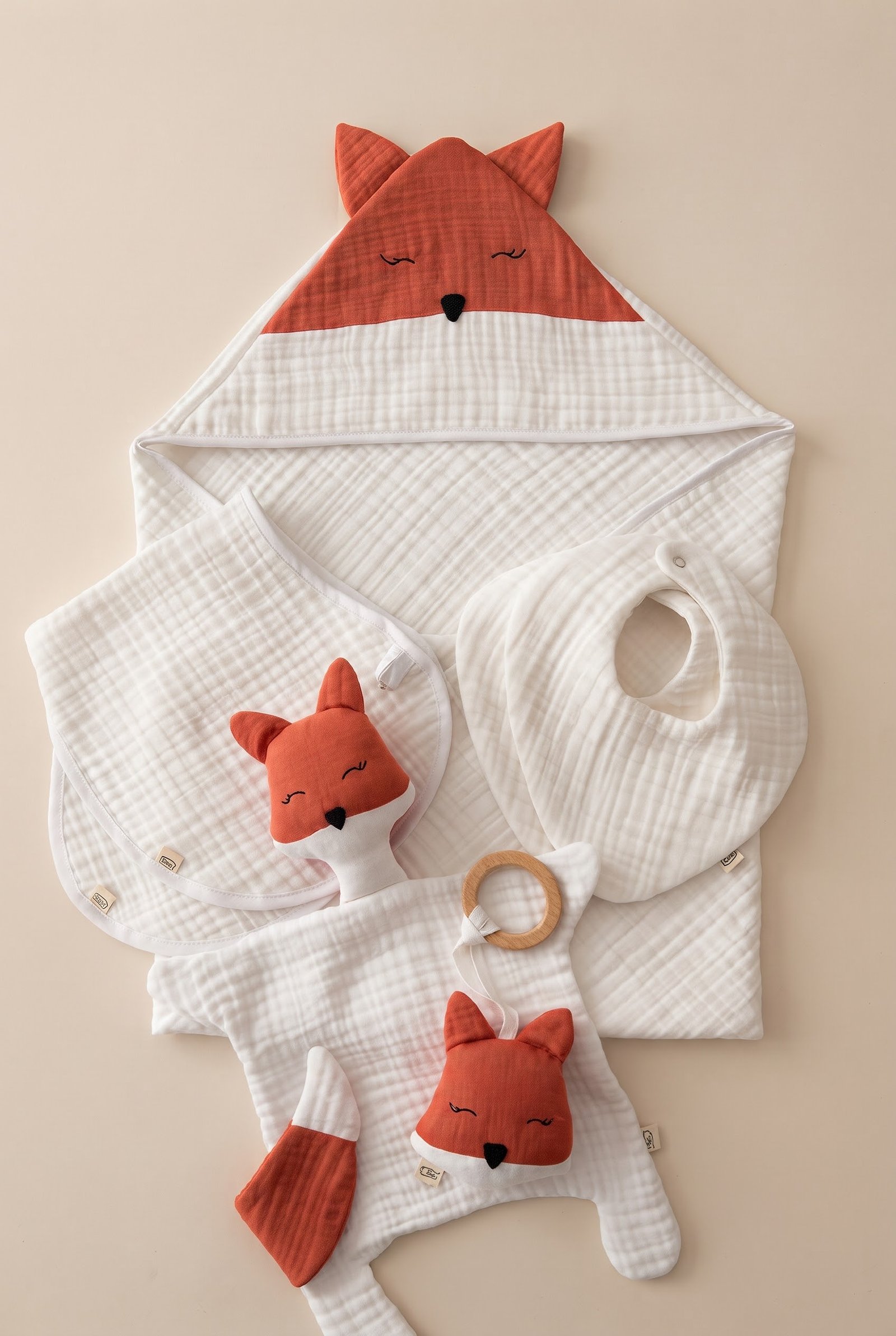Tilki Premium Set - %100 Pamuklu Müslin Bebek Seti / Bebek Hediyelik - Görsel 1